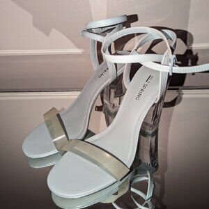 Women's powder blue clear strap heels